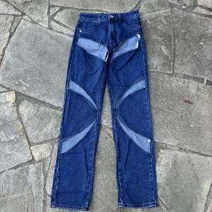 Pretty Little Thing Jeans Womens 2 Blue Straight Leg High Waist Cutout Festival